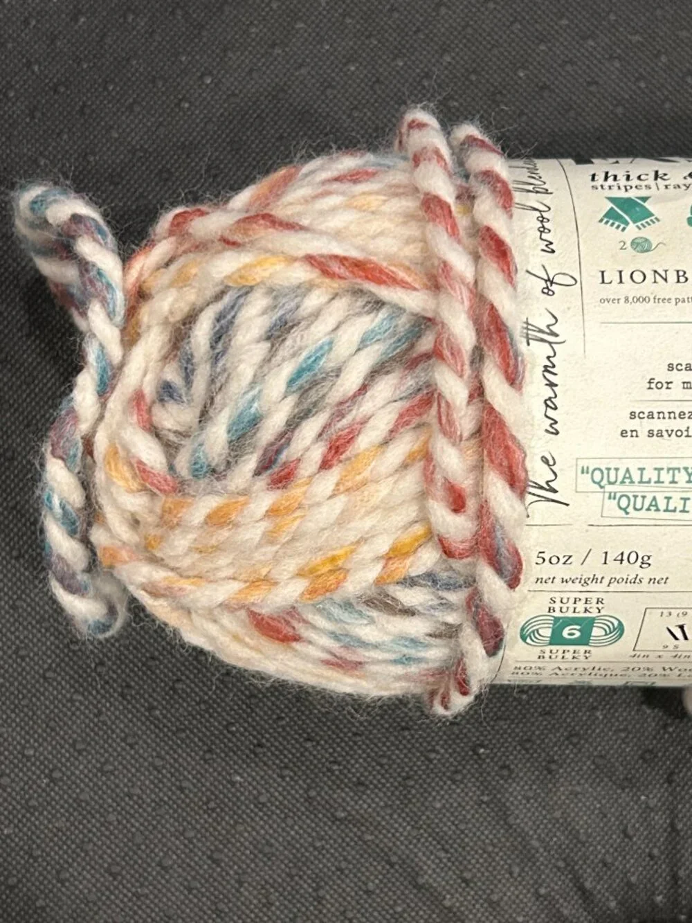 Hudson Bay New Skein Lion Brand Wool-Ease Thick Quick Yarn Ivory Green Red Blue